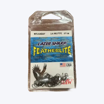 Eagle Claw Lazer Sharp Feather Light NT2050F – Size 14, Pack of 50