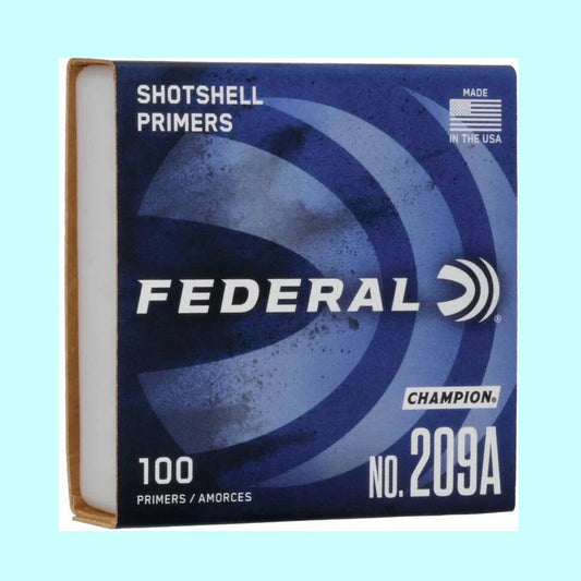 Federal No. 209A Shotshell Primers – 100 Count, Non-Corrosive for 12, 20, 28 Gauge & .410 Bore Reloading