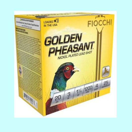 Fiocchi Golden Pheasant  20ga  1 1/4oz.  1200FPS  #4 - Case