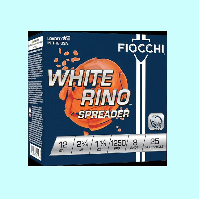 Fiocchi White Rino Spreader 12GA 2 3/4 1250FPS 1 1/8OZ #8 CASE