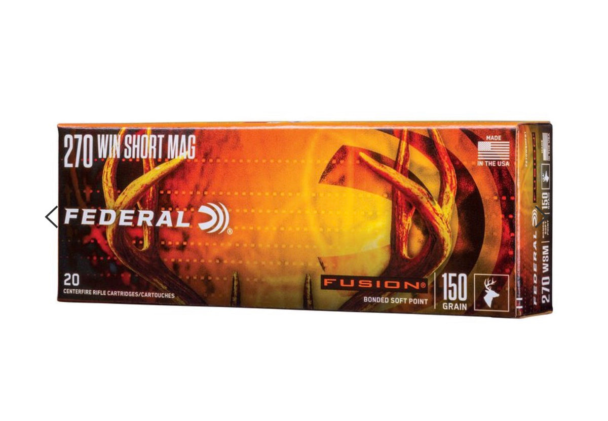 Federal 270 Win Short Mag Fusion Bonded Soft Point 150 gr