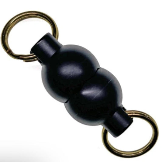 Anglers Accessories magnetic net retractor with a black two-part body and gold-colored attachment rings