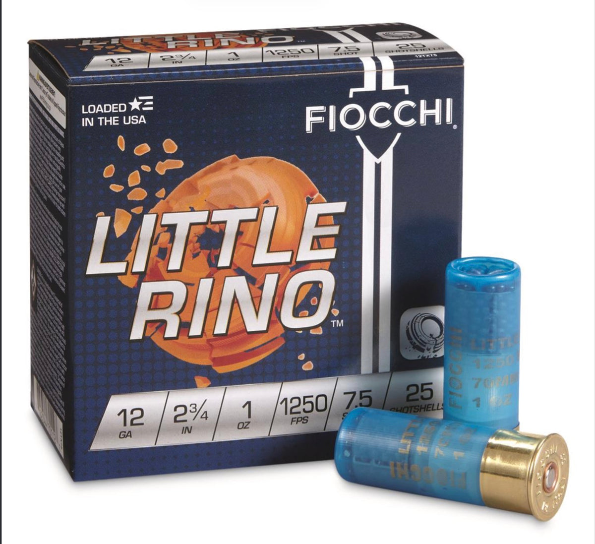 Fiocchi Little Rino 12 gauge 2¾-inch shotshell ammunition packaging