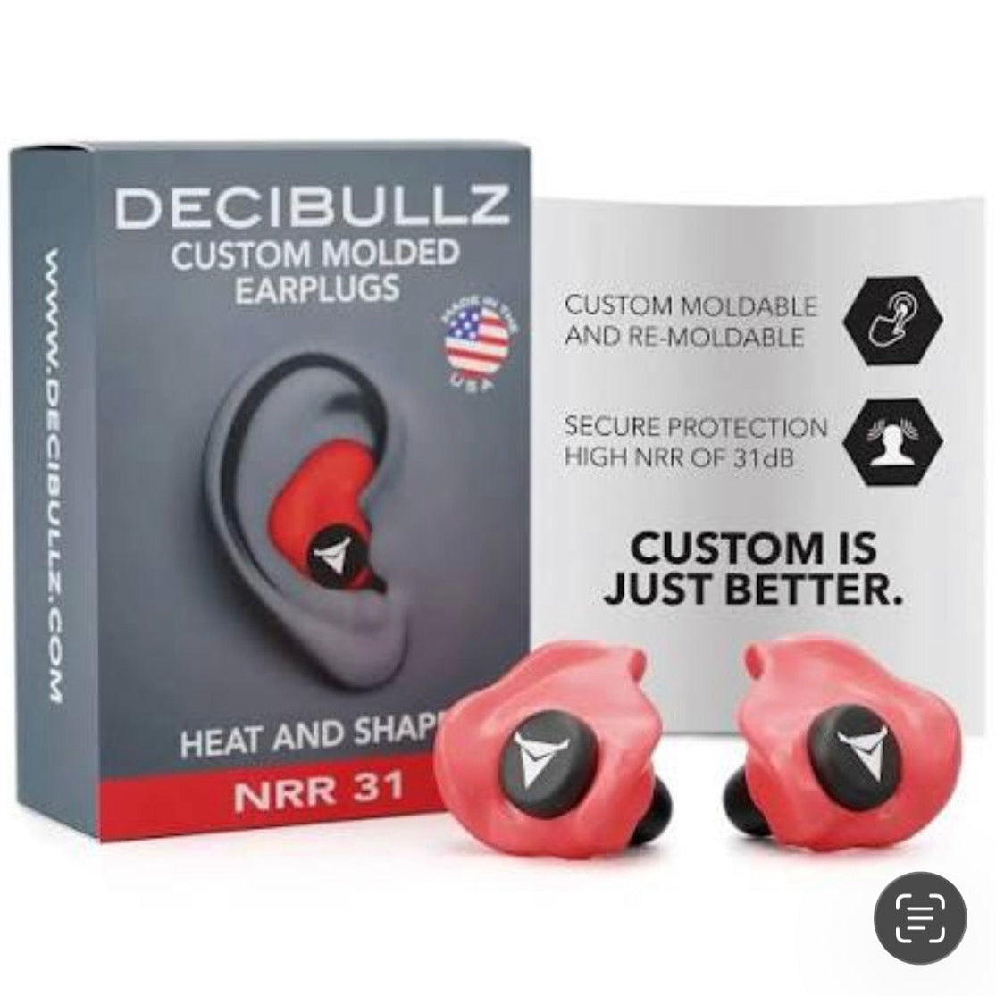 Decibullz custom molded earplugs in Red