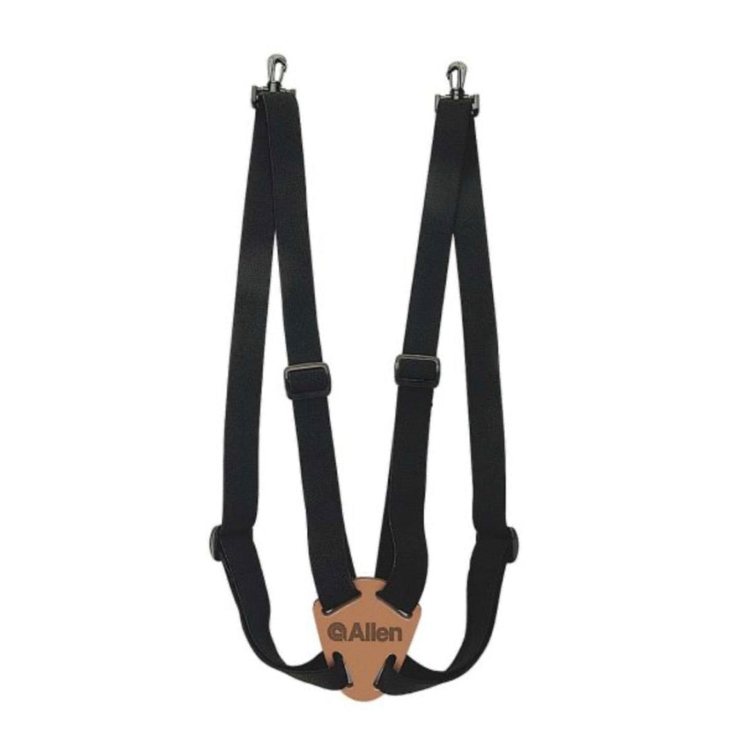 Allen binocular harness chest strap — keeps binos secure and accessible for elk and deer hunting, available at Glenwood Springs Outdoors