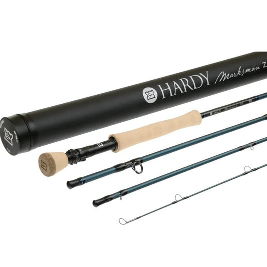Hardy Marksman Z 9-foot 9wt fast-action fly rod with Z-taper carbon blank for streamer fishing, saltwater, and big-water applications