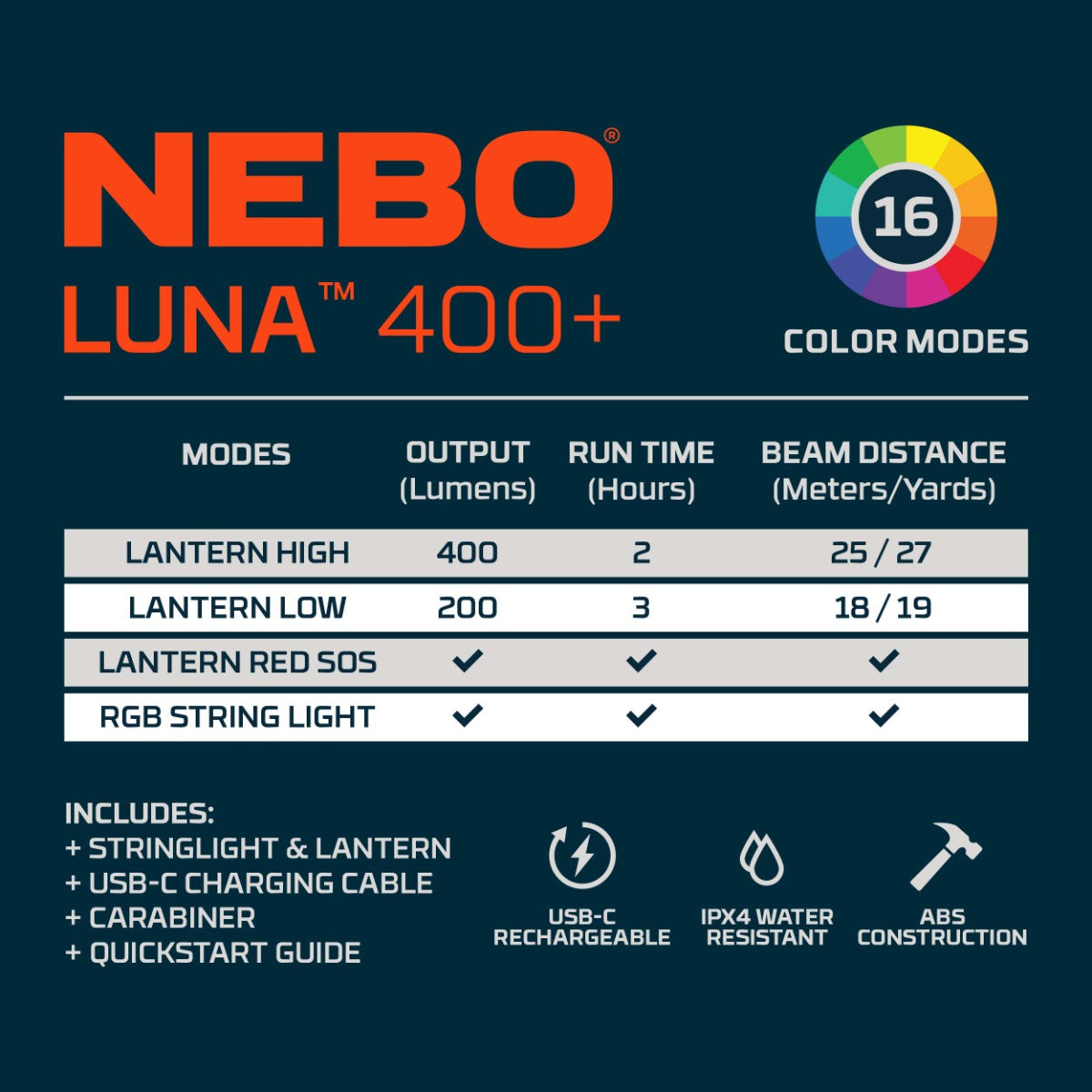 Nebo Luna 400+ Lantern+Color string lights