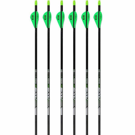 Easton Axis 5mm pre-fletched carbon hunting arrows, 6-pack, 500 spine, with green vanes for compound bow bowhunting