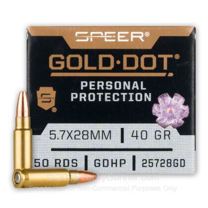 5.7x28mm 40gr Gold Dot – 1800 fps – 50 Rounds