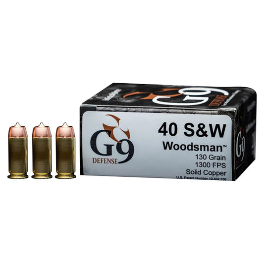 40 S&W G9 Defense 130gr Woodsman 1350 fps – 20rds