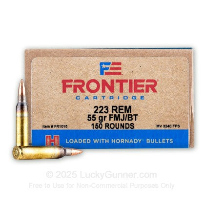 223 Rem Hornady Frontier 55gr FMJBT 3240 fps 150rds