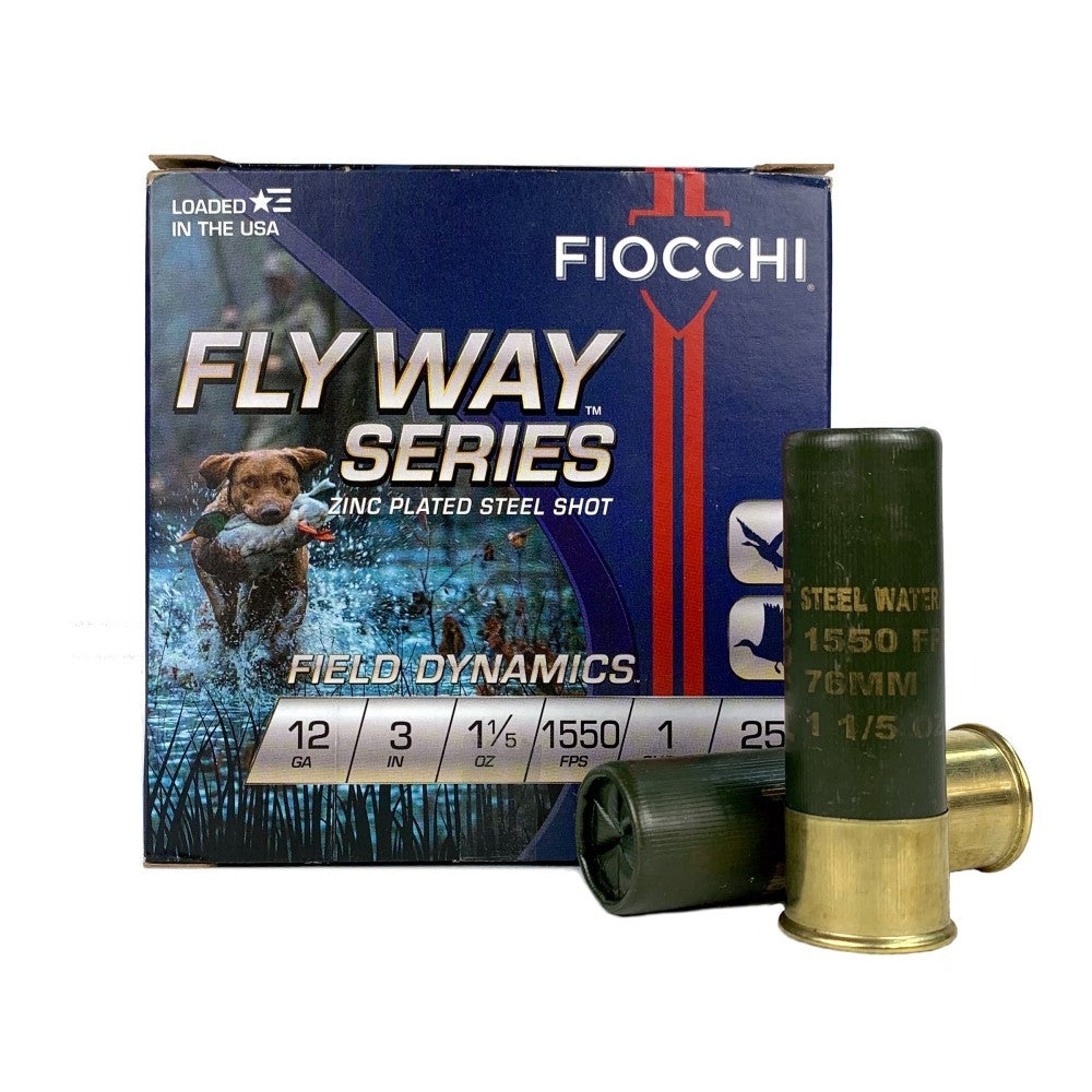 Fiocchi Flyway 12ga 3" Zinc Plated Steel Shot 1550fps 1 1/5oz #2 Shot