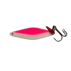 Bay De Noc Do-Jigger ice fishing jig in Red Glo — teardrop jigging lure for walleye and perch
