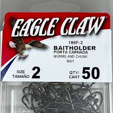 Eagle Claw Bait Holder Hooks – Worm & Chunk Bait, Size 2, Pack of 50