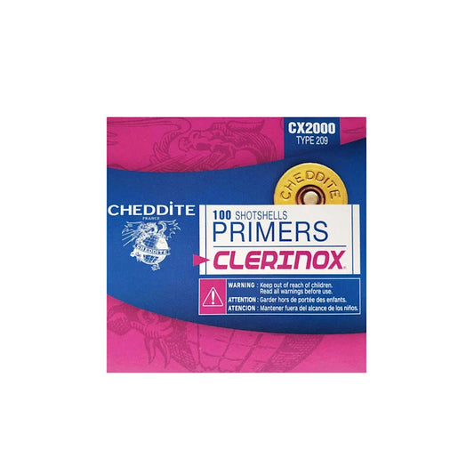 Cheddite Clerinox 209 Shotshell Primers – 100 Count, Non-Corrosive Magnum Primer for All Gauges & Inline Muzzleloaders