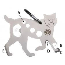 UTSI Bobcat-shaped pocket multitool — compact EDC tool with screwdriver, bottle opener and wrench