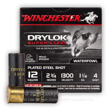 Winchester DryLok Super Steel 12ga 2 3/4” 1300FPS 1 1/4oz. #4 - Cases