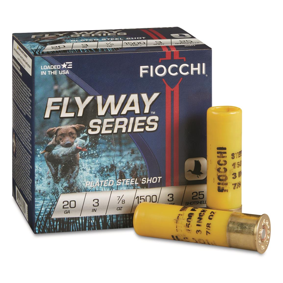 Fiocchi Flyway 20ga Plated Steel Shot 3” 7/8oz. 1500FPS #3 Shot