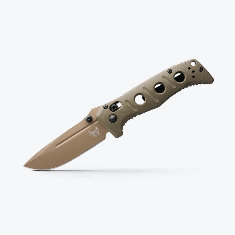 Benchmade 273 Mini Adamas folding knife with OD Green G10 handle and CPM-CruWear drop-point blade — USA-made tactical EDC