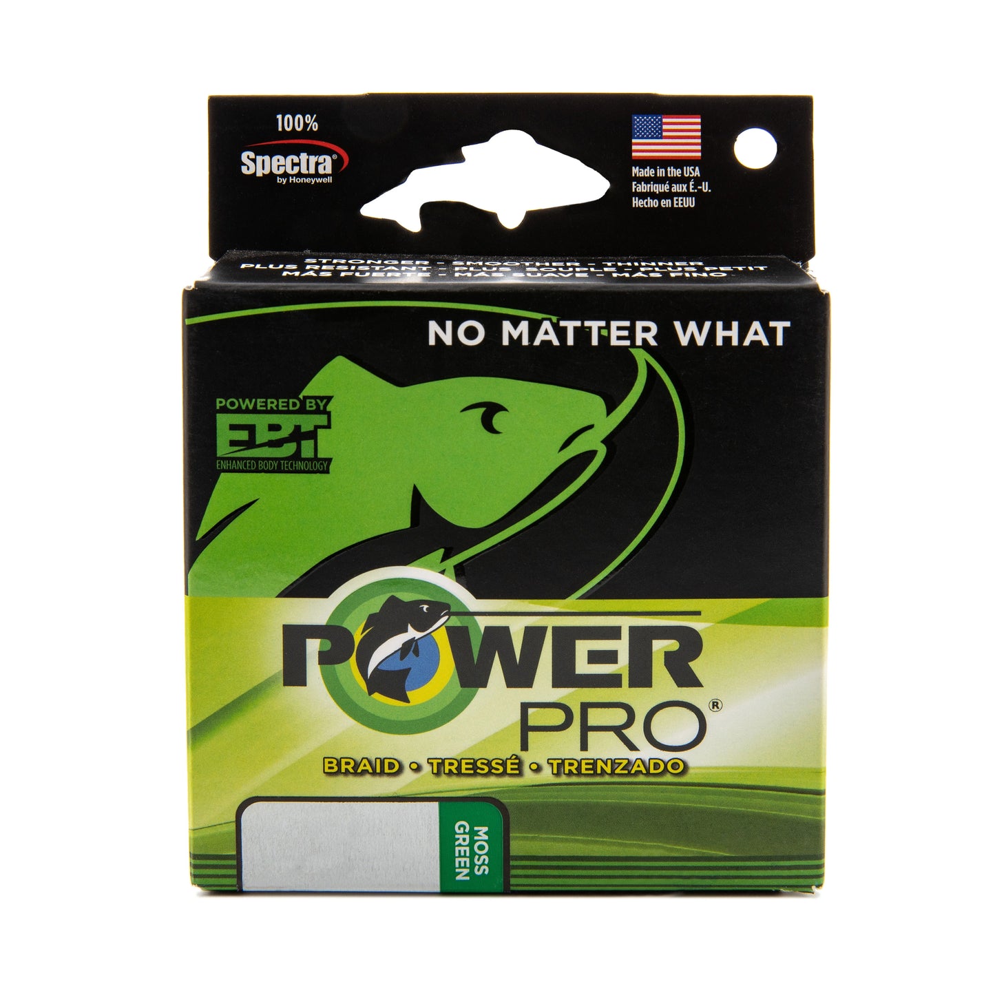Power Pro Spectra Fiber Braided Fishing Line in Moss Green — available in 8lb, 10lb, and 15lb at Glenwood Springs Outdoors