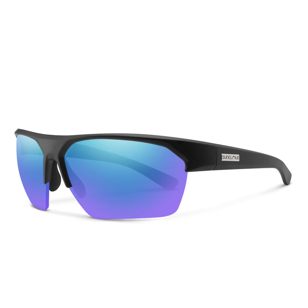Suncloud Rival polarized sunglasses in matte black frame with polar blue lenses — available at Glenwood Springs Outdoors, Glenwood Springs, CO