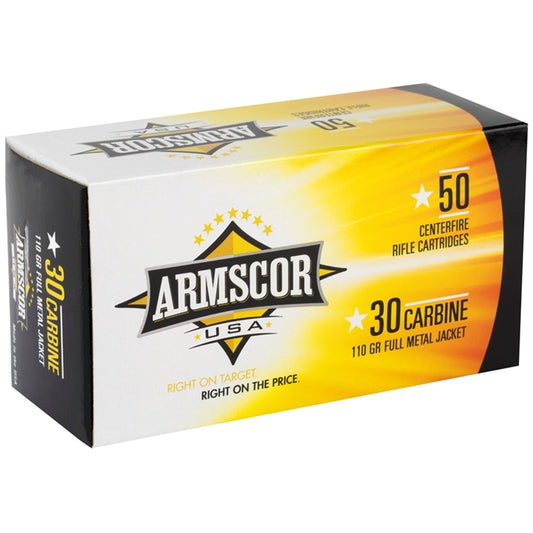 Armscor .30 Carbine 110 grain FMJ 50-round box — centerfire rifle ammunition available at Glenwood Springs Outdoors, Glenwood Springs, CO