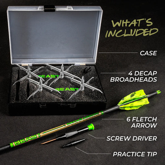 Beast Turkey Decapitation System mechanical broadhead, 3" 145gr and 4" 165gr options, for bowhunting turkey