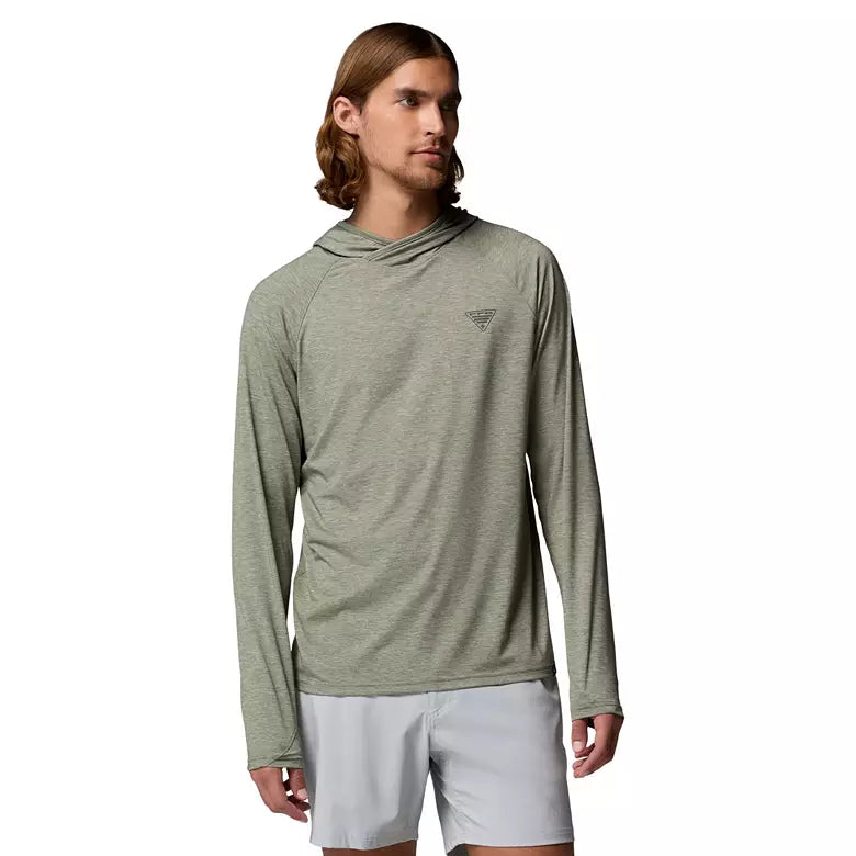 Columbia PFG Uncharted II Hoodie in Cypress — UPF 50 sun hoodie for fishing, at Glenwood Springs Outdoors