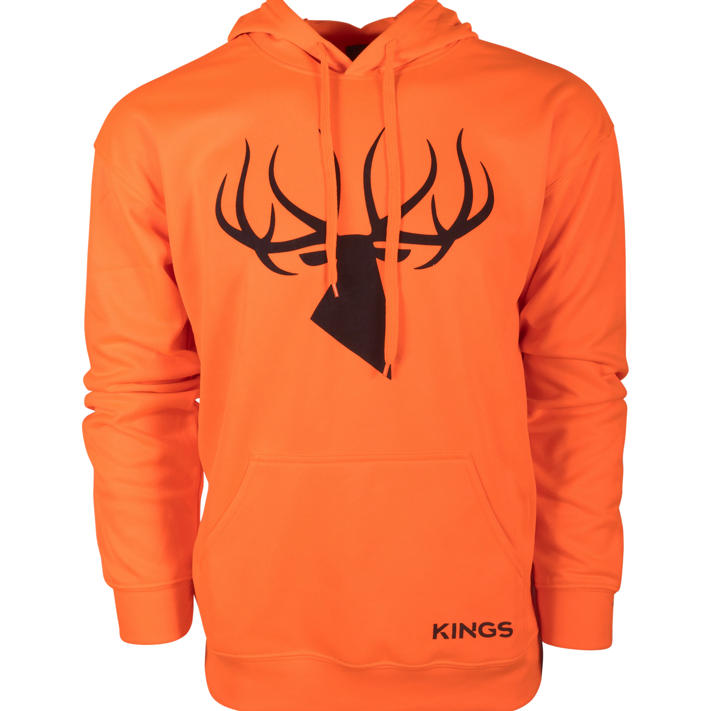 Kings Camo Poly Blaze Hoodie — blaze orange polyester hunting hoodie for Colorado elk and deer season, sizes L–3XL