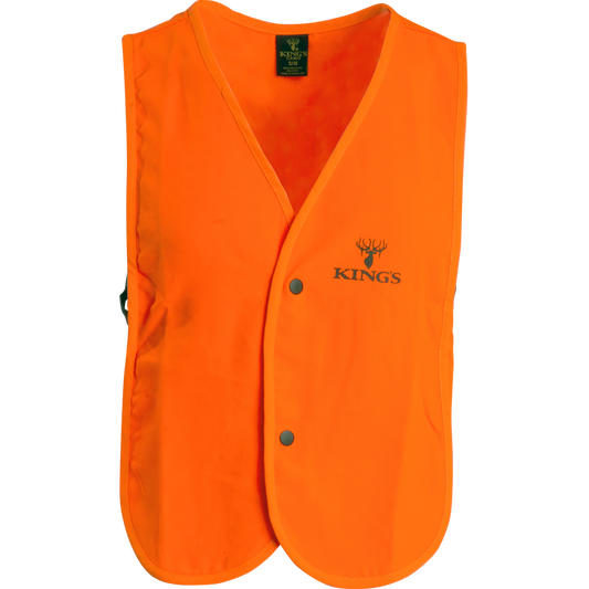 Kings Camo Blaze Orange Vest — lightweight hunter orange safety vest for Colorado elk and deer hunting, sizes S/M and L/XL
