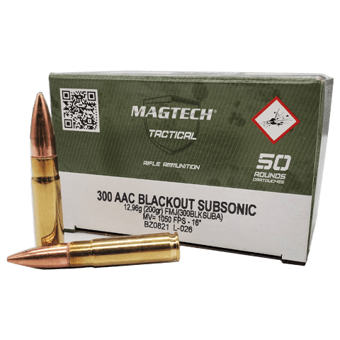Magtech .300 Blackout Subsonic 200gr ammunition — 50-round box, brass-cased, suppressor-optimized centerfire rifle ammo