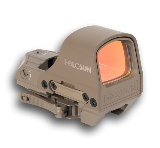 Holosun HS510C FDE Green Dot open reflex sight — multi-reticle solar-powered rifle optic