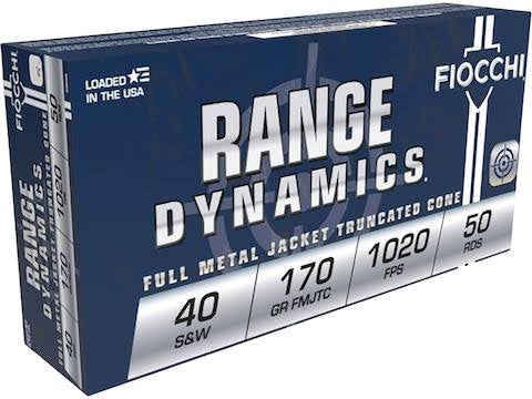 Fiocchi Range Dynamics .40 S&W 170gr Full Metal Jacket 50-round box pistol range ammunition
