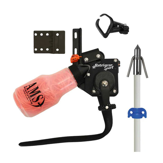 AMS Retriever Sport Combo bowfishing reel with Safety Slide line complete setup