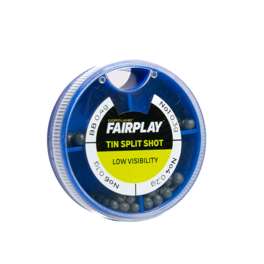 Cortland tin split shot puck dispenser in Normal and Large sizes for fly fishing nymphing rigs