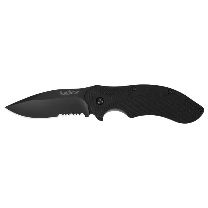 Kershaw Clash serrated folding knife with SpeedSafe assisted opening for everyday carry and outdoor use