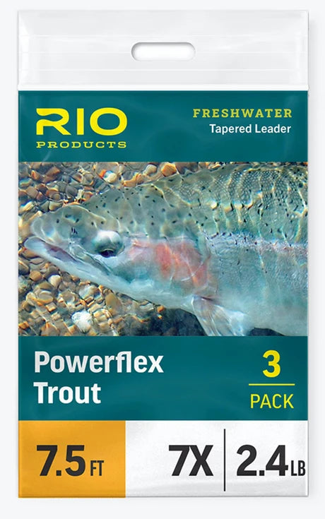 RIO Powerflex 7.5-foot Leader 3-pack in 3x 4x 5x — all-purpose fly fishing trout leader, available at Glenwood Springs Outdoors
