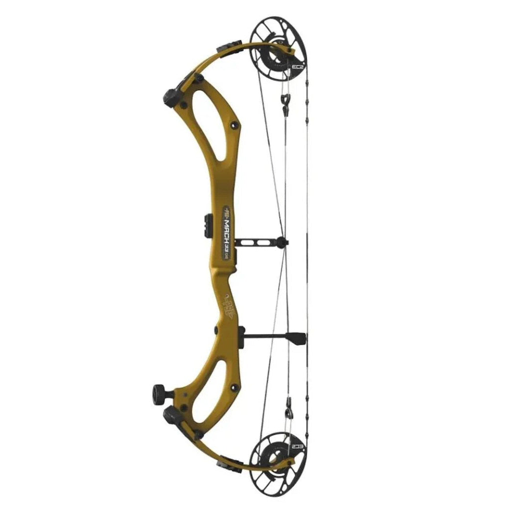 PSE Mach 30 70 lb compound bow in tan — bowhunting setup for Colorado elk and big game, available at Glenwood Springs Outdoors