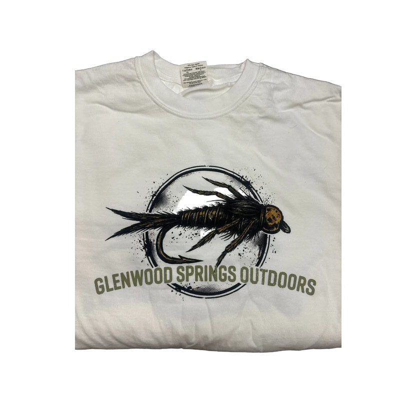 Pheasant Tail GSO Tee Shirt — fly fishing graphic tee by Glenwood Springs Outdoors, available in sizes S–2XL