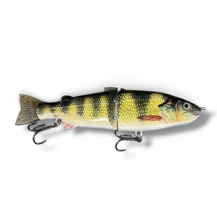 Dynamic Lures 7 inch glide bait in Perch color pattern for trout and bass fishing