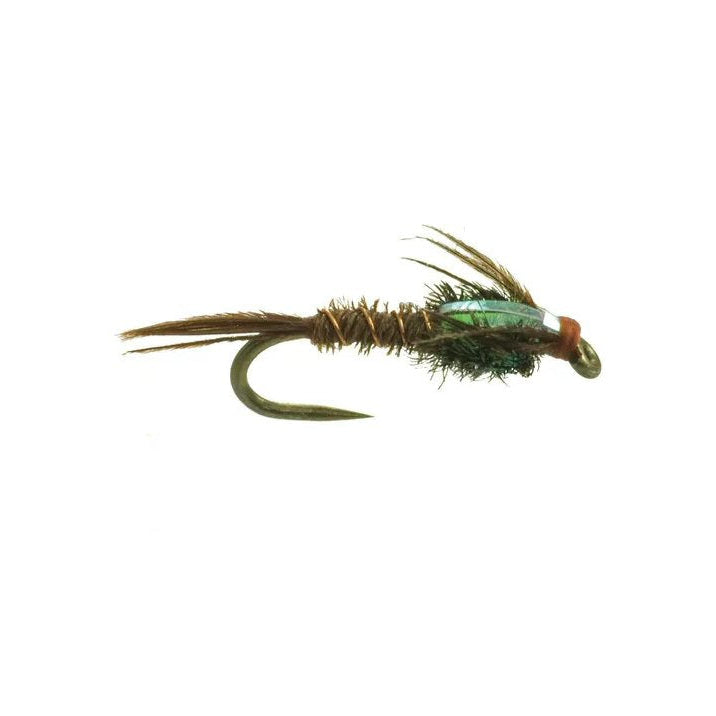 Pheasant Tail Nymph Slim mayfly nymph fly, sizes #16–#24, with slim-profile natural pheasant tail fibers — technical trout nymph for the Roaring Fork, Frying Pan, and Colorado River