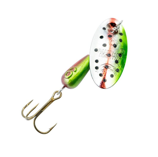 Panther Martin 1/16oz Rainbow Trout Holographic spinner — small-size inline trout spinner for finesse fishing on Colorado rivers and streams, available at Glenwood Springs Outdoors