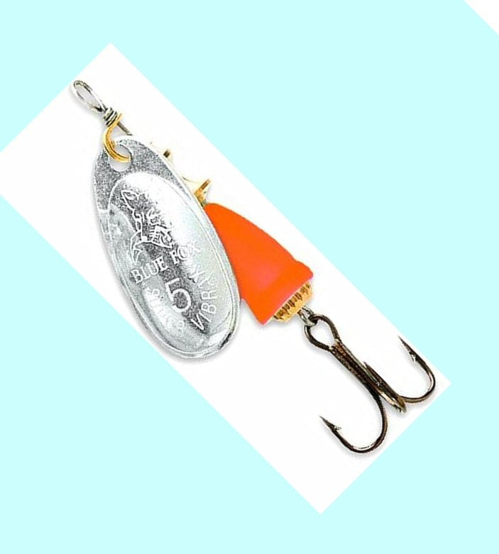 Blue Fox Vibrax #5 - Silver/Flourescent Red - Blue Fox Fishing Lure