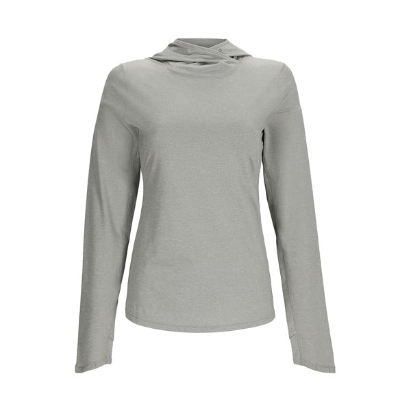 Heather: Simms Women's SolarFlex Hoody in Cinder Heather, front 