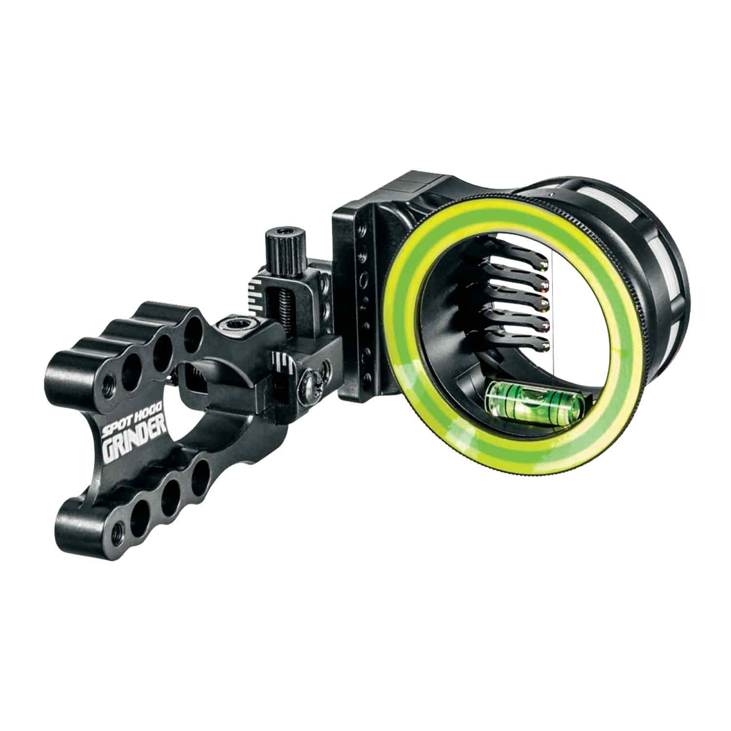 Spot Hogg Grinder 5-pin fixed pin bow sight — machined aluminum bowhunting sight for elk and mule deer, available at Glenwood Springs Outdoors