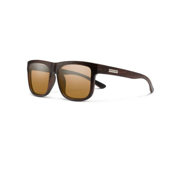 Suncloud Quiver polarized sport-wrap sunglasses in matte burnished brown frame with polar brown lenses — available at Glenwood Springs Outdoors, Glenwood Springs, CO