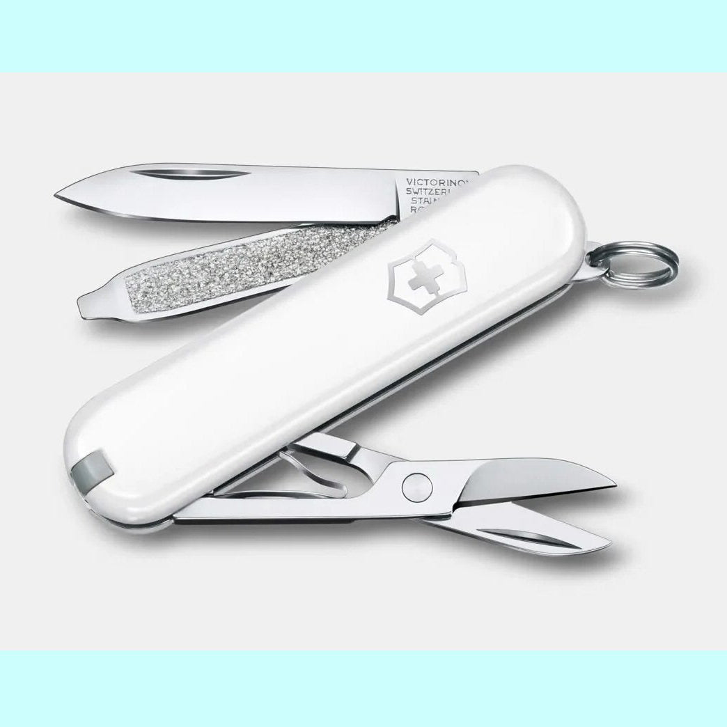 Victorinox Classic SD Swiss Army Knife in White — 7-tool keychain pocket knife, 2.3in