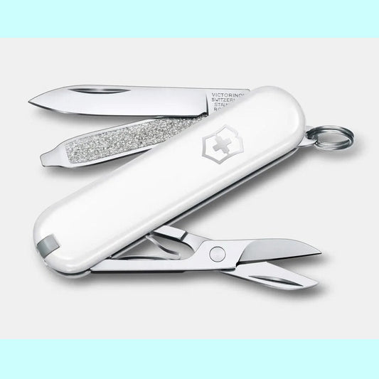 Victorinox Classic SD Swiss Army Knife in White — 7-tool keychain pocket knife, 2.3in