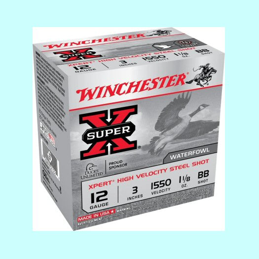 Winchester Super X High Velocity Steel Shot 12ga 3” 1 1/8oz. 1550FPS #BB shot