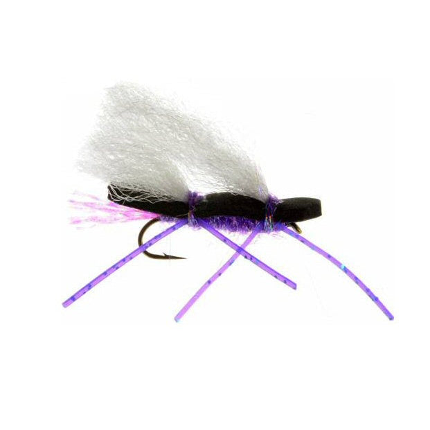 Chubby Chernobyl purple foam terrestrial attractor dry fly for opportunistic trout strikes in off-color water on Colorado rivers